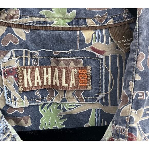 Vintage Kahala 1936 Hawaiian Button Down Blue Shirt-Size Large - Picture 3 of 7